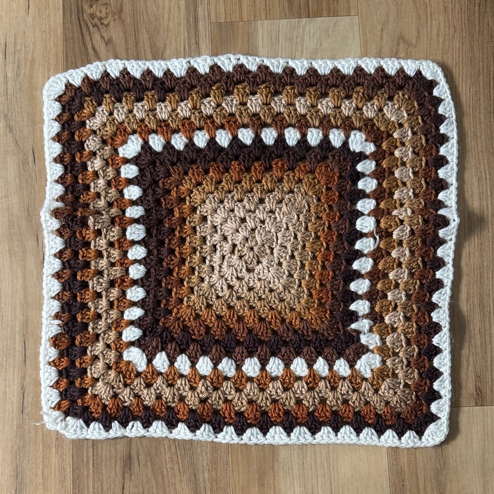 Fall Colors Handmade Vintage Crochet Square Doily